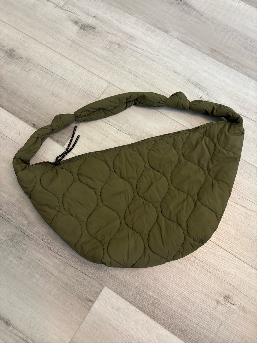 Street Level Olive Quilted Crescent Crossbody Moon Sling Bag Nylon